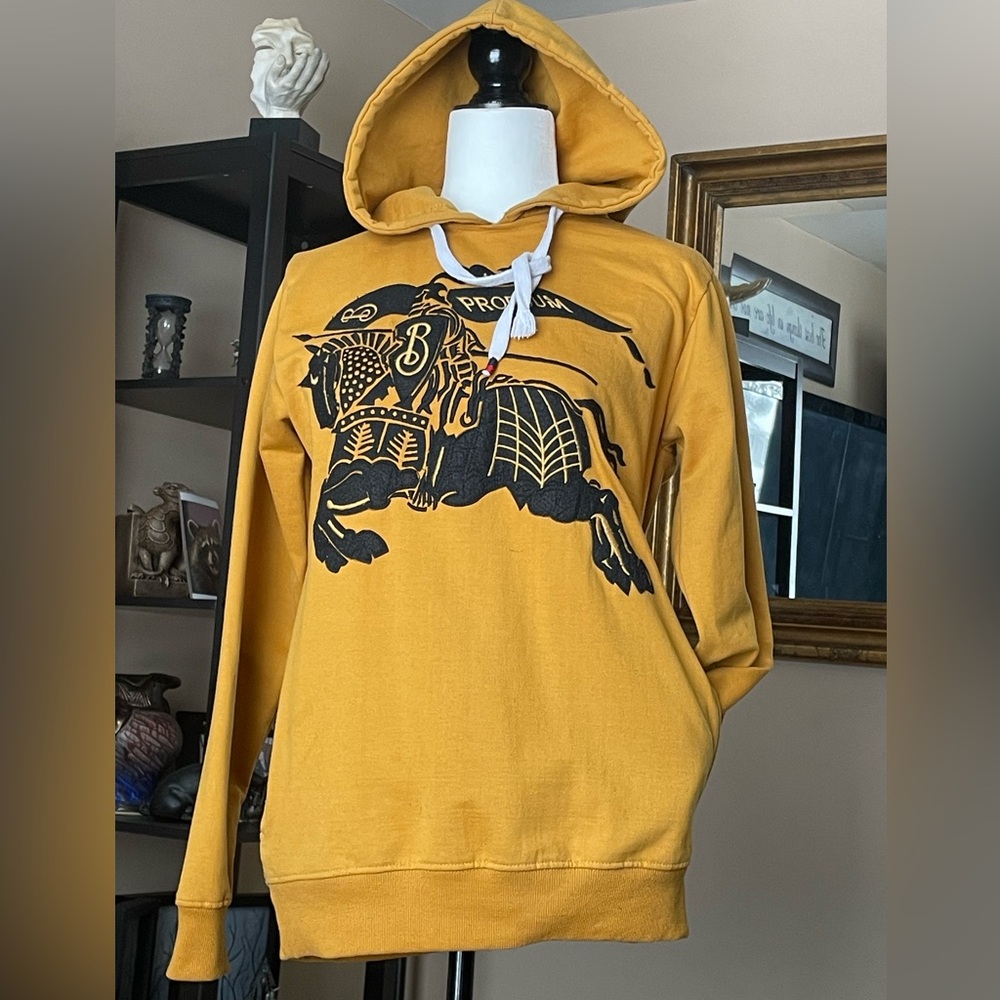 Burberry London Deep Mustard Hoodie with Pockets Perfect for Fall